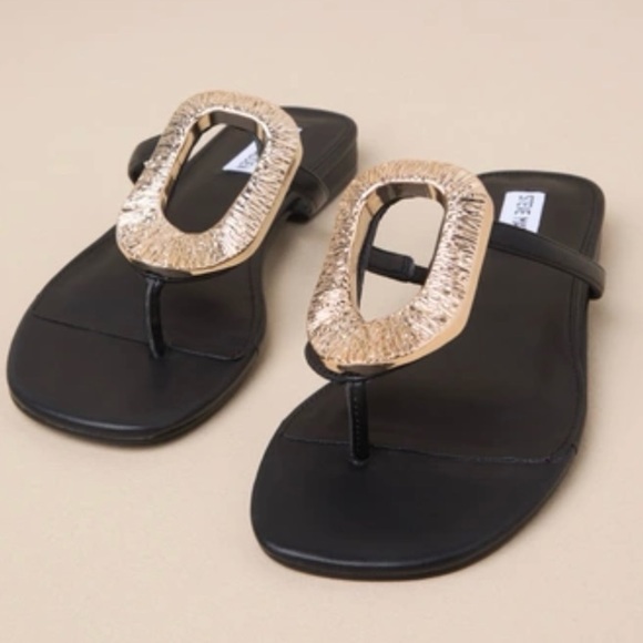 Steve Madden Black and Gold Sandals - Picture 1 of 3
